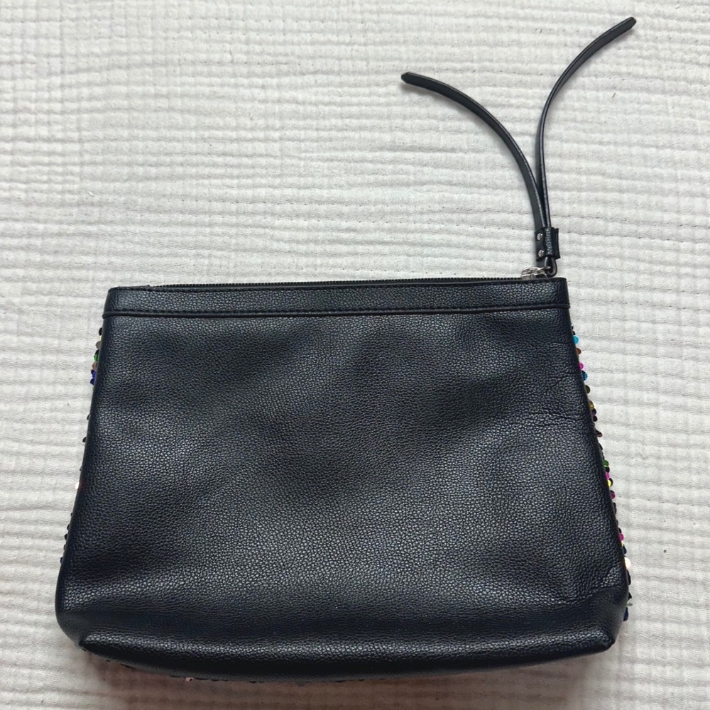 Victoria's Secret Black Flip Rainbow Sequin Bling cosmetic pouch bag purse Y2K - Picture 4 of 7
